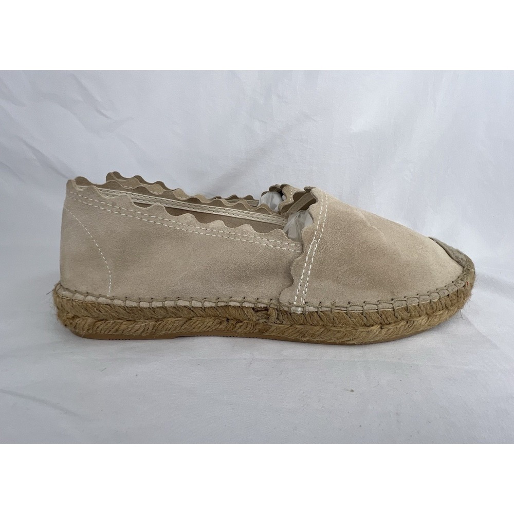 MACARENA Scalloped Suede Espadrille Flats Beige Blush Sz 9.5 Spain Boho Coastal